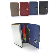 Pocket Genuine leather aluminum metal credit card holder RFID Blocking wallet
